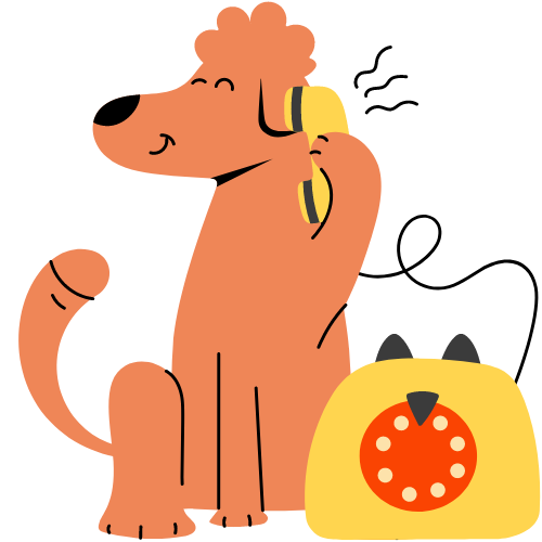 Dessin d'un chien au téléphone